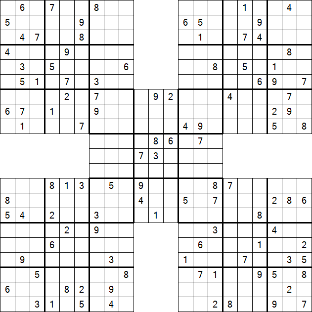 Samurai Sudoku - Difficile