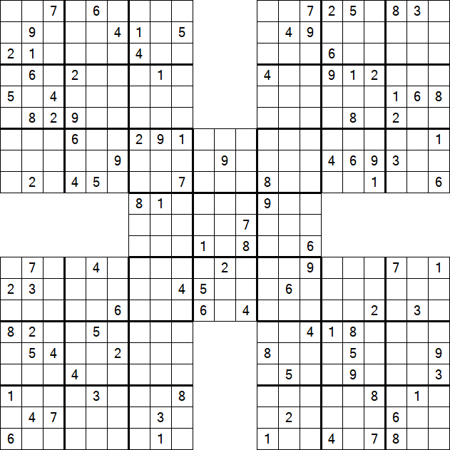 Samurai Sudoku - Difficile