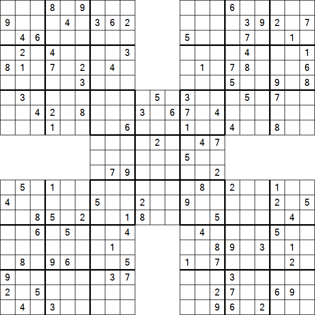 Samurai Sudoku - Difficile