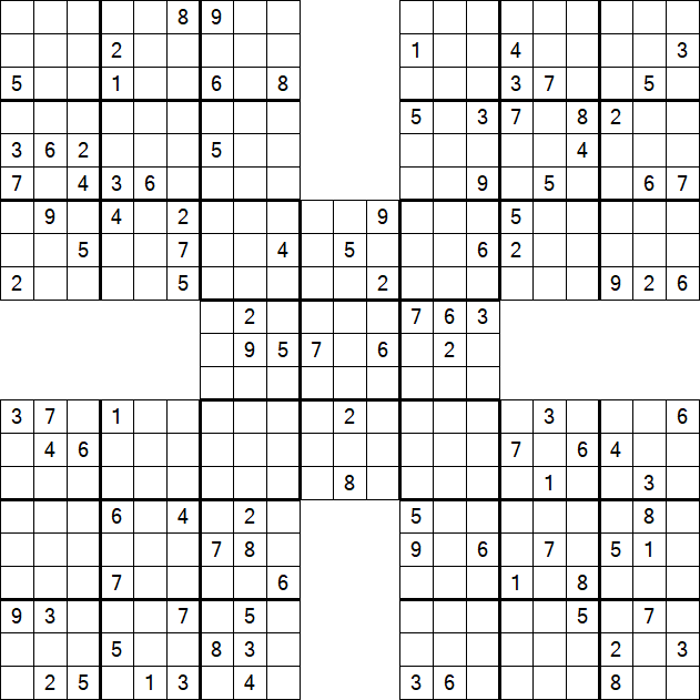 Samurai Sudoku - Difficile