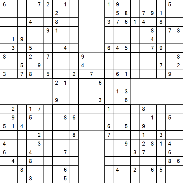 Samurai Sudoku - Difficile