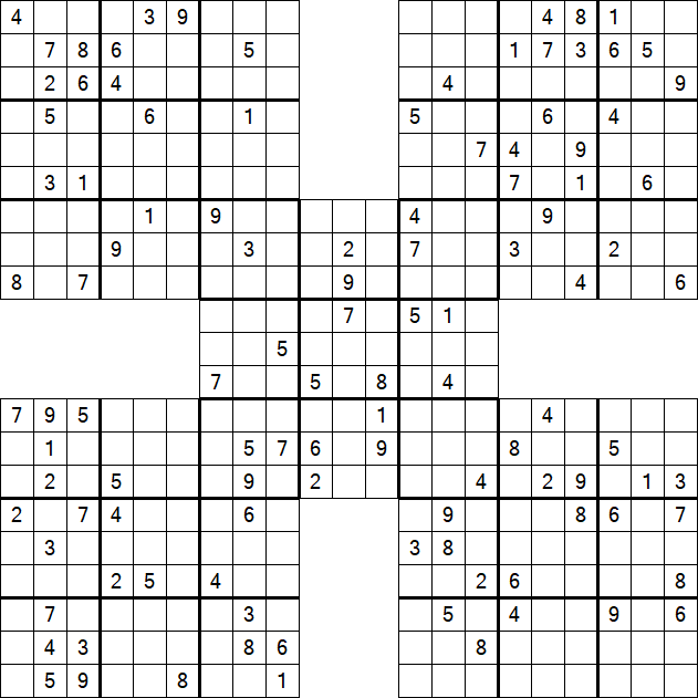 Samurai Sudoku - Difficile