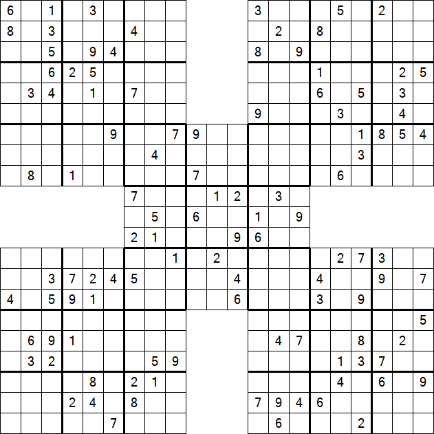 Samurai Sudoku - Difficile