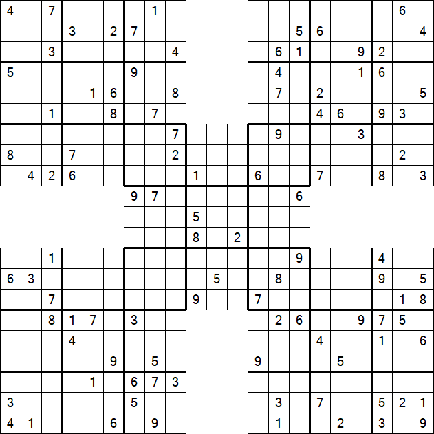 Samurai Sudoku - Difficile