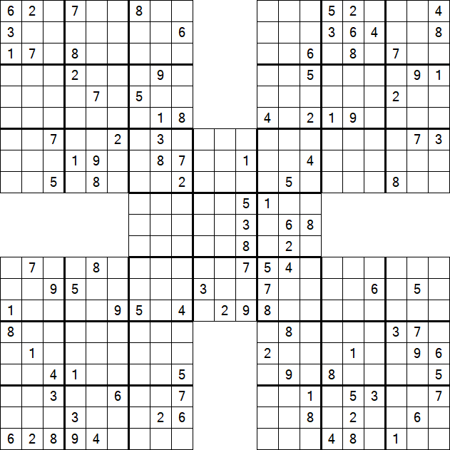 Samurai Sudoku - Difficile