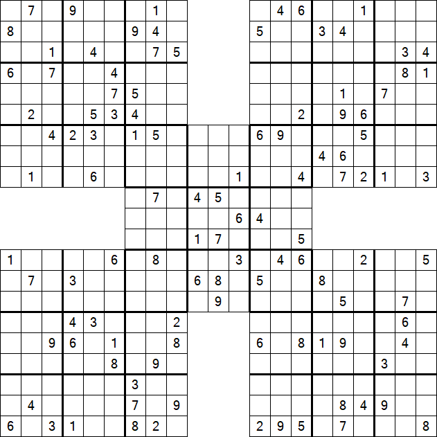 Samurai Sudoku - Difficile