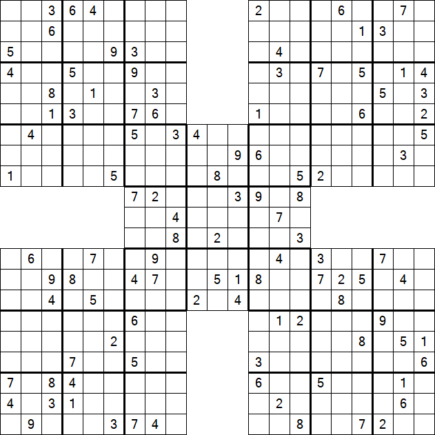 Samurai Sudoku - Difficile
