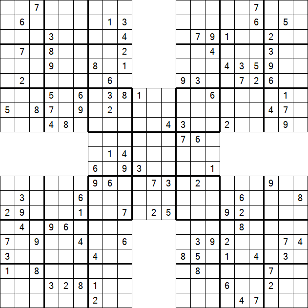 Samurai Sudoku - Difficile