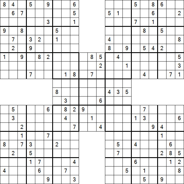 Samurai Sudoku - Difficile