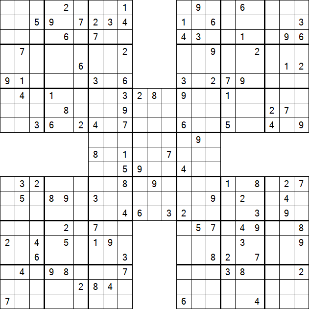 Samurai Sudoku - Difficile