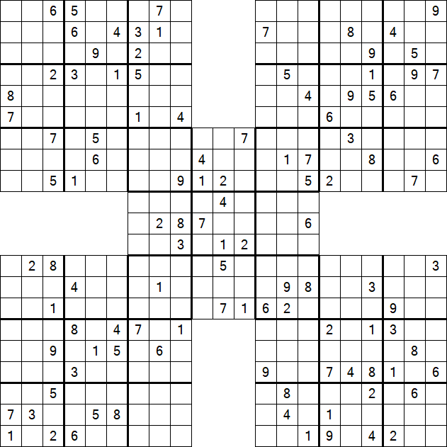 Samurai Sudoku - Difficile