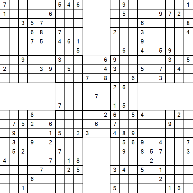 Samurai Sudoku - Difficile