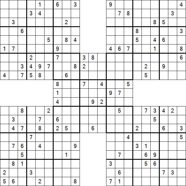 Samurai Sudoku - Difficile