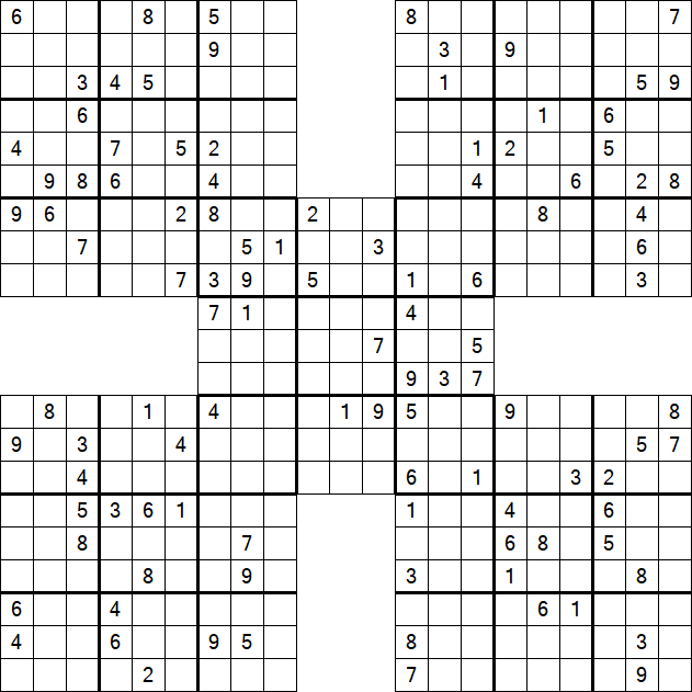 Samurai Sudoku - Difficile