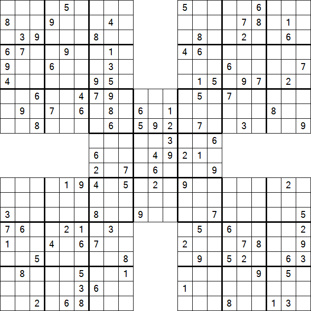 Samurai Sudoku - Schwierig