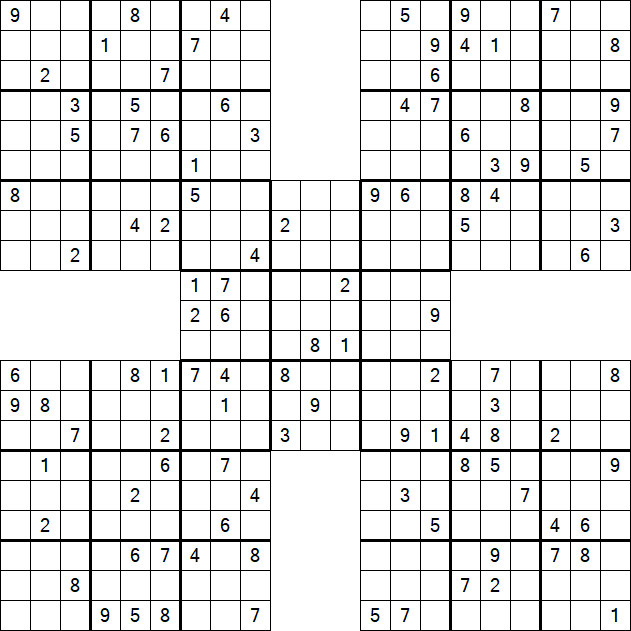 Samurai Sudoku - Difficile
