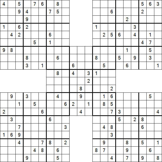 Samurai Sudoku - Difficile