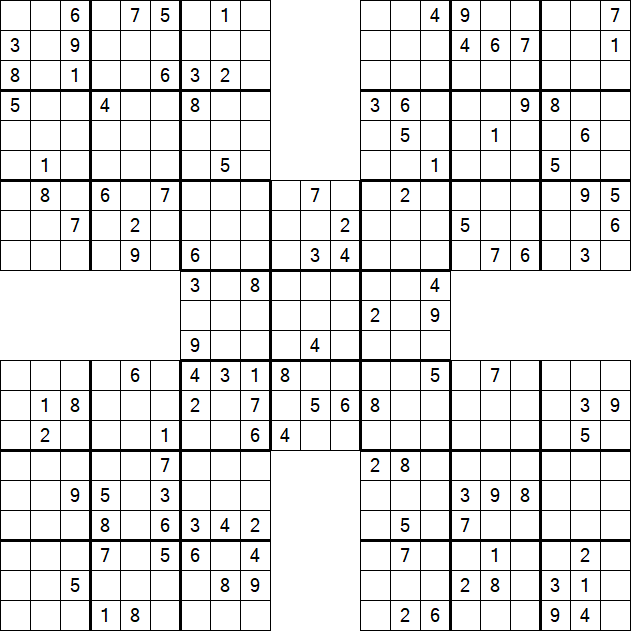 Samurai Sudoku - Schwierig