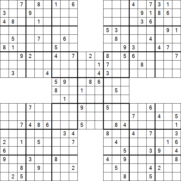 Samurai Sudoku - Schwierig