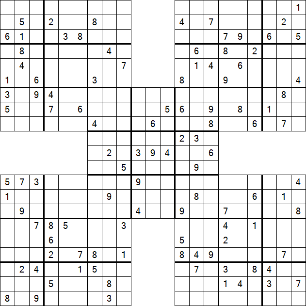 Samurai Sudoku - Difficile