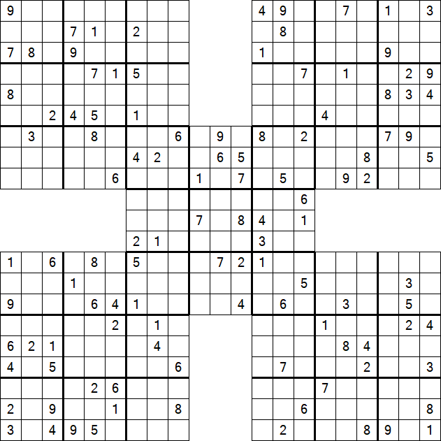 Samurai Sudoku - Difficile