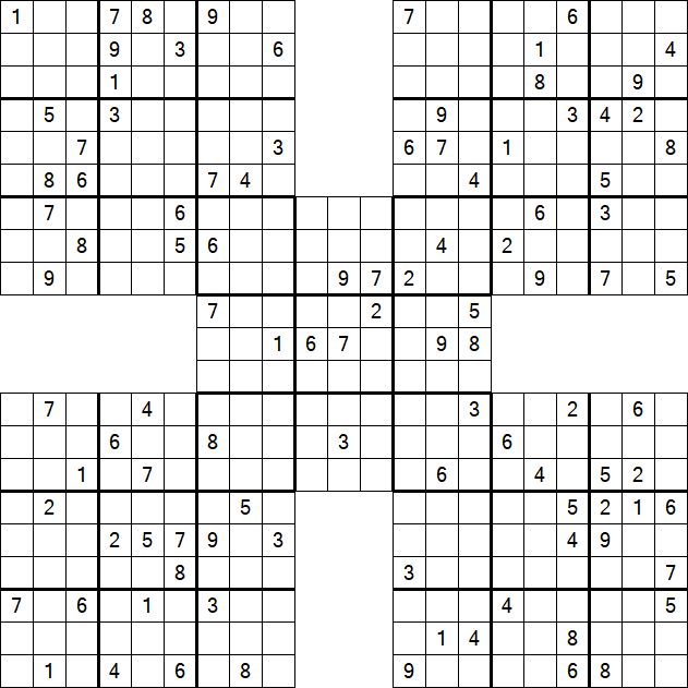 Samurai Sudoku - Difficile