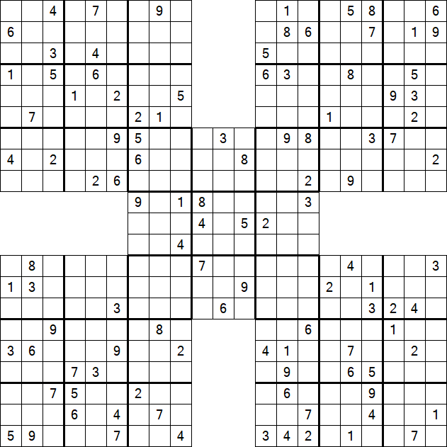 Samurai Sudoku - Difficile