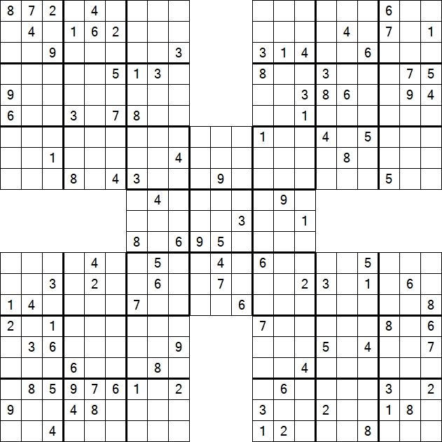 Samurai Sudoku - Difficile