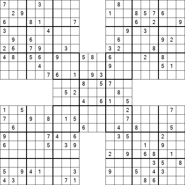Samurai Sudoku - Difficile