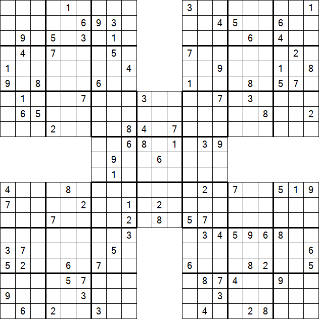 Samurai Sudoku - Difficile