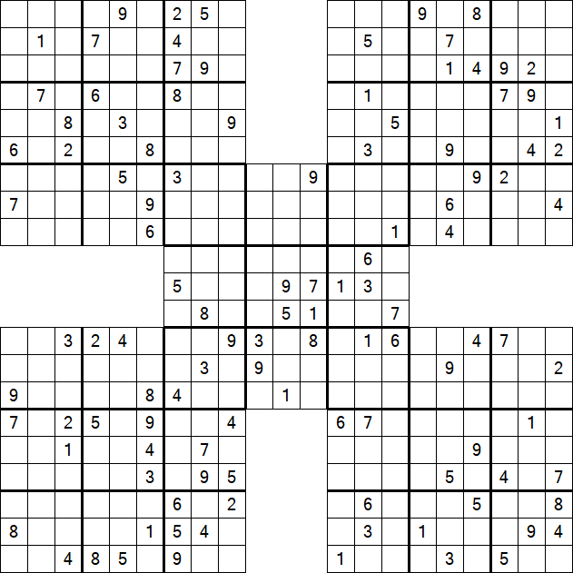 Samurai Sudoku - Difficile