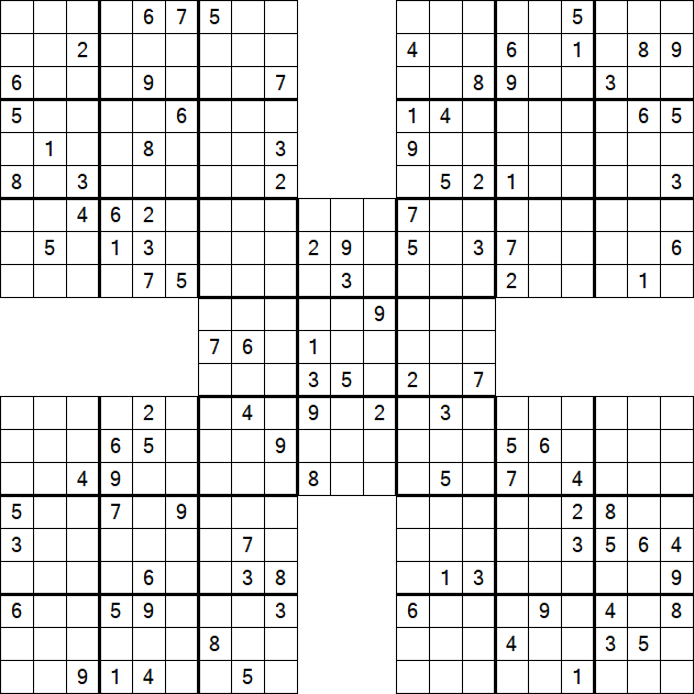 Samurai Sudoku - Difficile