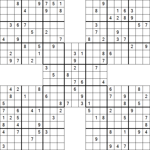Samurai Sudoku - Difficile