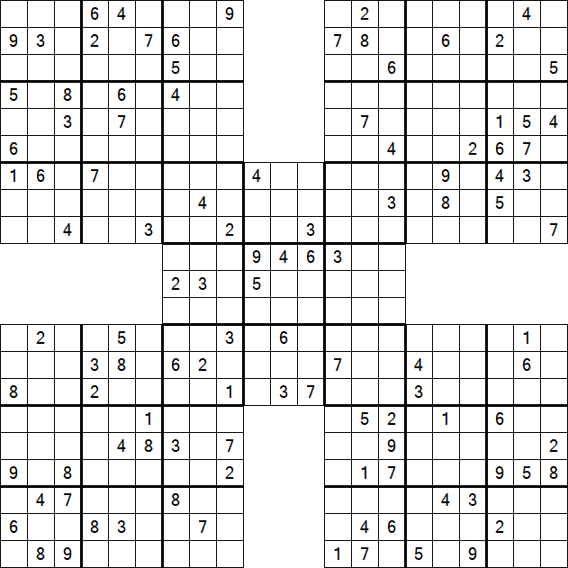 Samurai Sudoku - Difficile