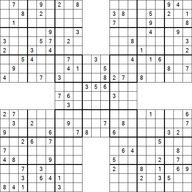 Samurai Sudoku - Difficile