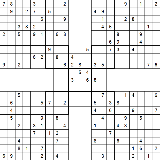 Samurai Sudoku - Difficile