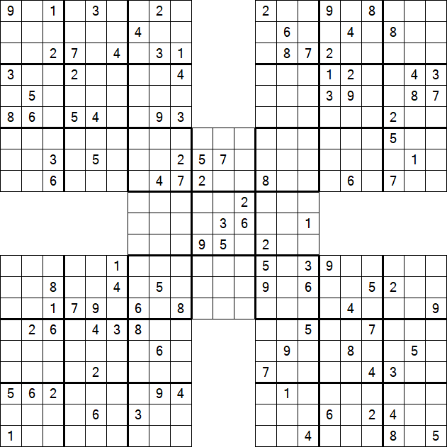 Samurai Sudoku - Difficile