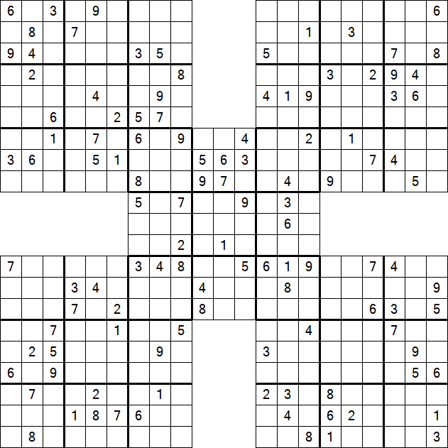 Samurai Sudoku - Difficile