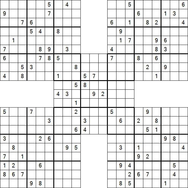 Samurai Sudoku - Difficile