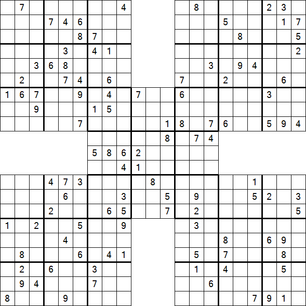 Samurai Sudoku - Difficile