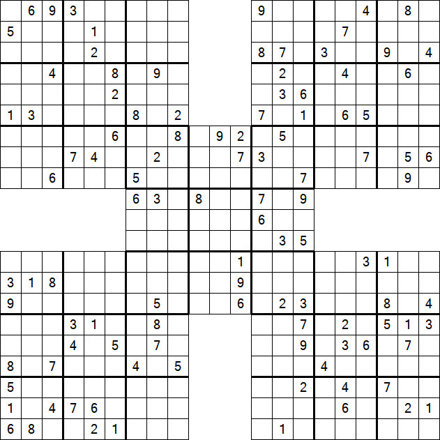 Samurai Sudoku - Difficile