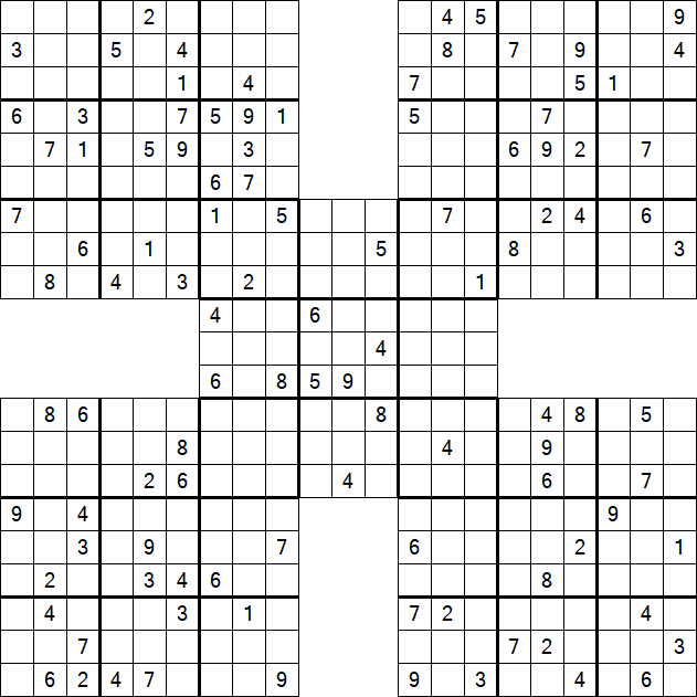 Samurai Sudoku - Difficile