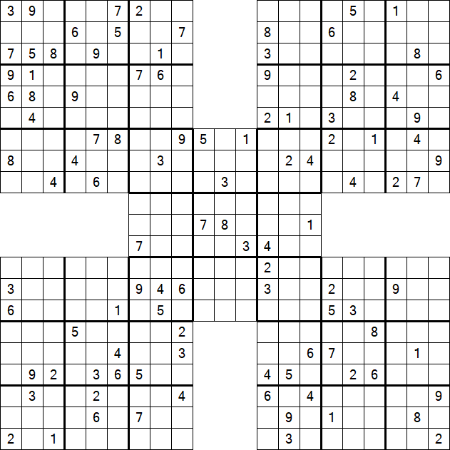 Samurai Sudoku - Difficile
