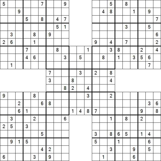 Samurai Sudoku - Difficile