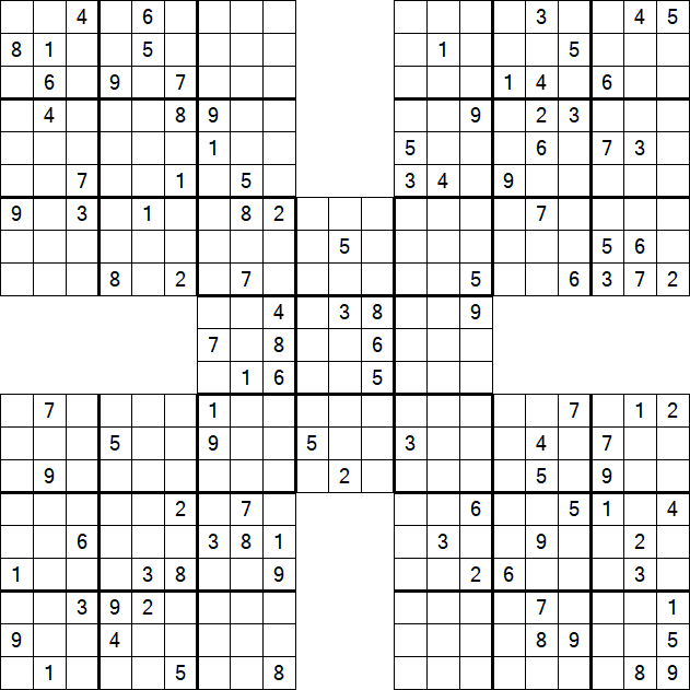 Samurai Sudoku - Difficile