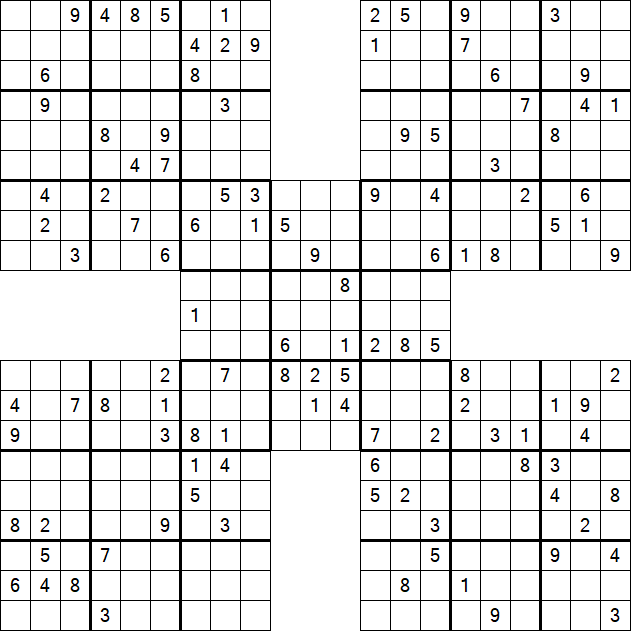 Samurai Sudoku - Difficile