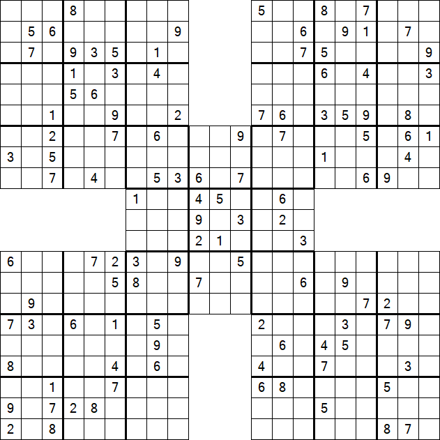 Samurai Sudoku - Difficile