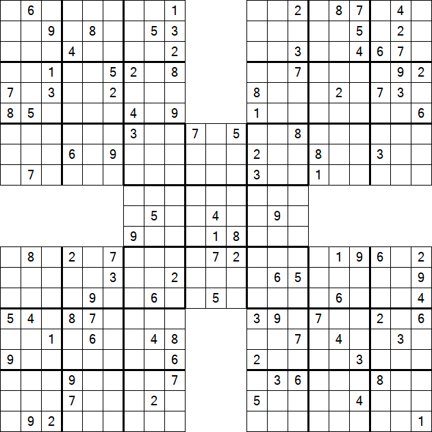 Samurai Sudoku - Difficile