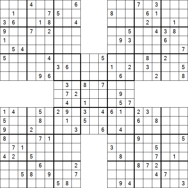 Samurai Sudoku - Difficile