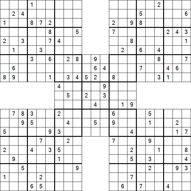Samurai Sudoku - Difficile